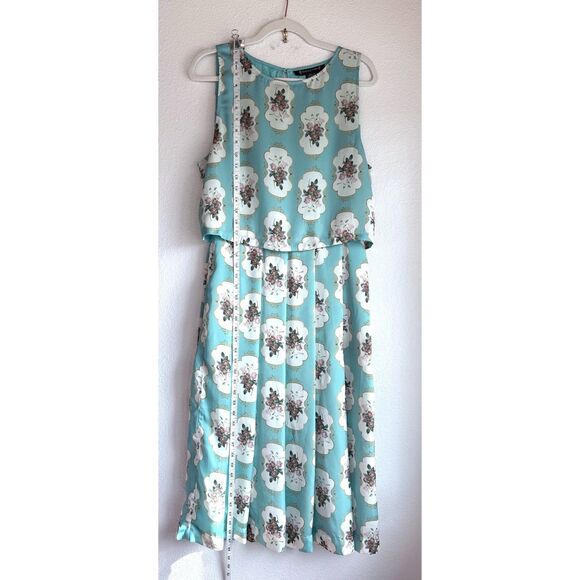 NWT Anthropologie Panjak & Nidhi Floral Medallion Pleated Sleeveless Blue Dress - Picture 12 of 15